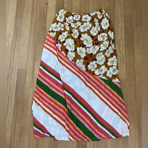 SARTIKI Midi 100% Rayon Contrasting Print Skirt Size M